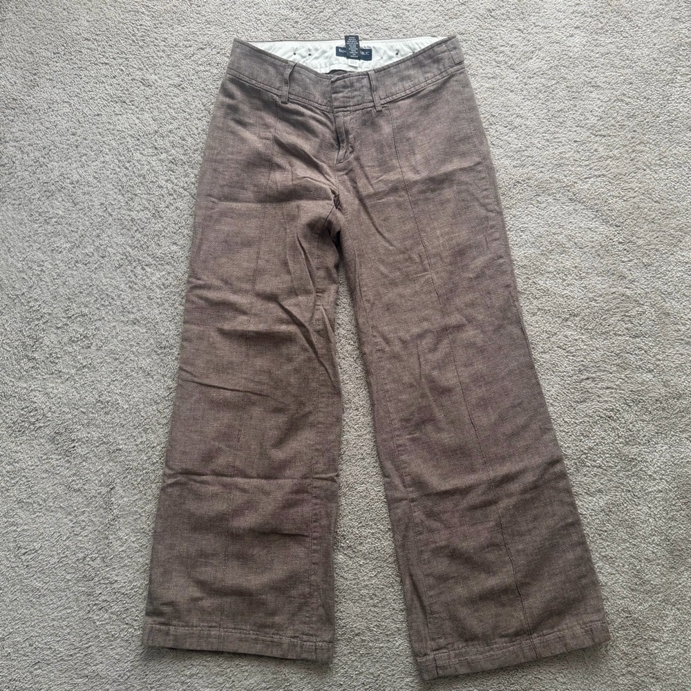 Banana Republic Wide Leg Brown Linen-Blend Pants